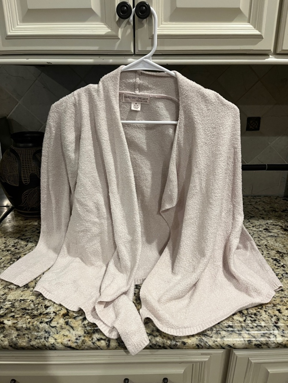 Barefoot Dreams Draped Open-Front Cardigan in Light Pink